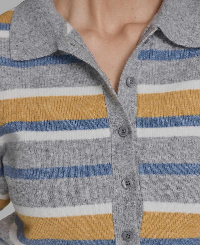 Bcbg Women's Short Sleeve Striped Polo Sweater