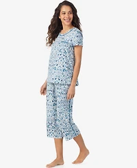 Cuddl Duds Women's Short Sleeve Cropped Pajama Set