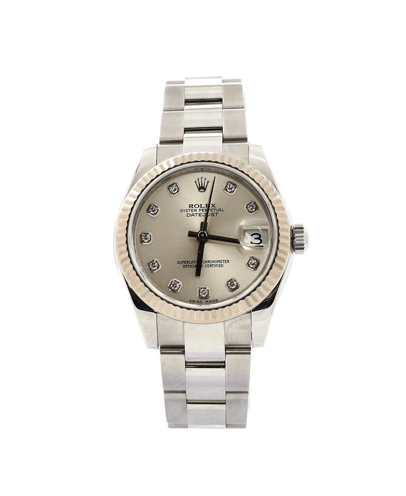 Pre-Owned Rolex Oyster Perpetual Datejust Automatic Watch in Stainless Steel and White Gold with Diamond Markers 31mm