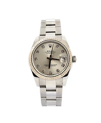 Pre-Owned Rolex Oyster Perpetual Datejust Automatic Watch in Stainless Steel and White Gold with Diamond Markers 31mm