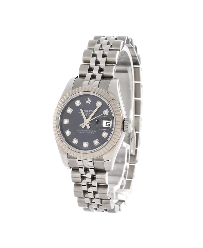Pre-Owned Rolex Oyster Perpetual Datejust Automatic Watch in Stainless Steel and White Gold with Diamond Markers 26mm