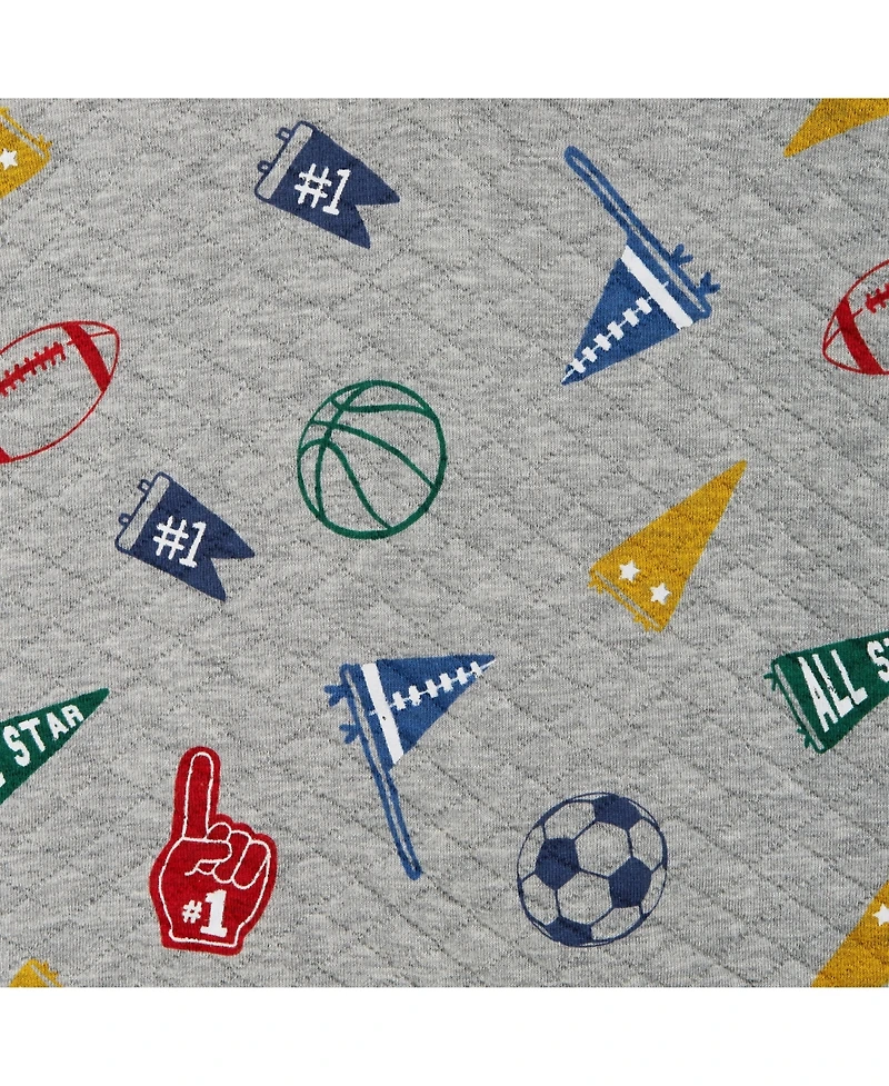 Andy & Evan Baby Boys Hooded Varsity Printed Romper