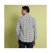 Campus Sutra Men's Black & Grey Geometric Aztec Print Shirt