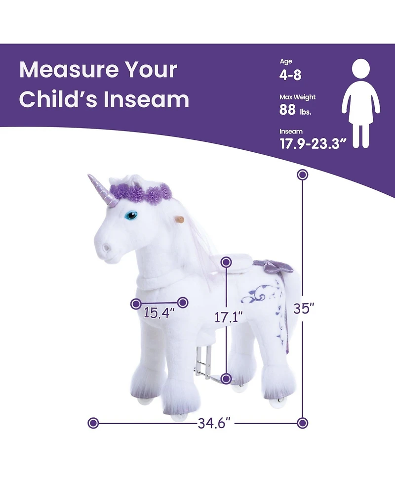 PonyCycle Ride-on Unicorn Purple Model X Size 4 for 4-7 Years