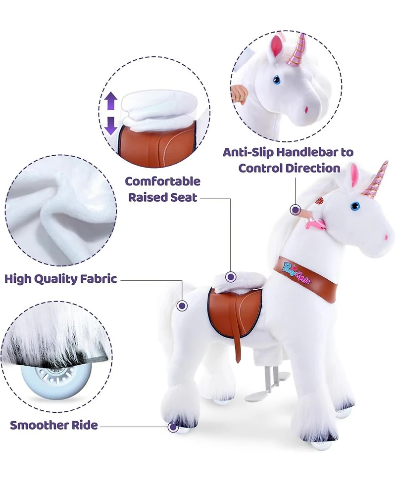 PonyCycle Ride-on Unicorn White Model U Size 4 for 4- Years