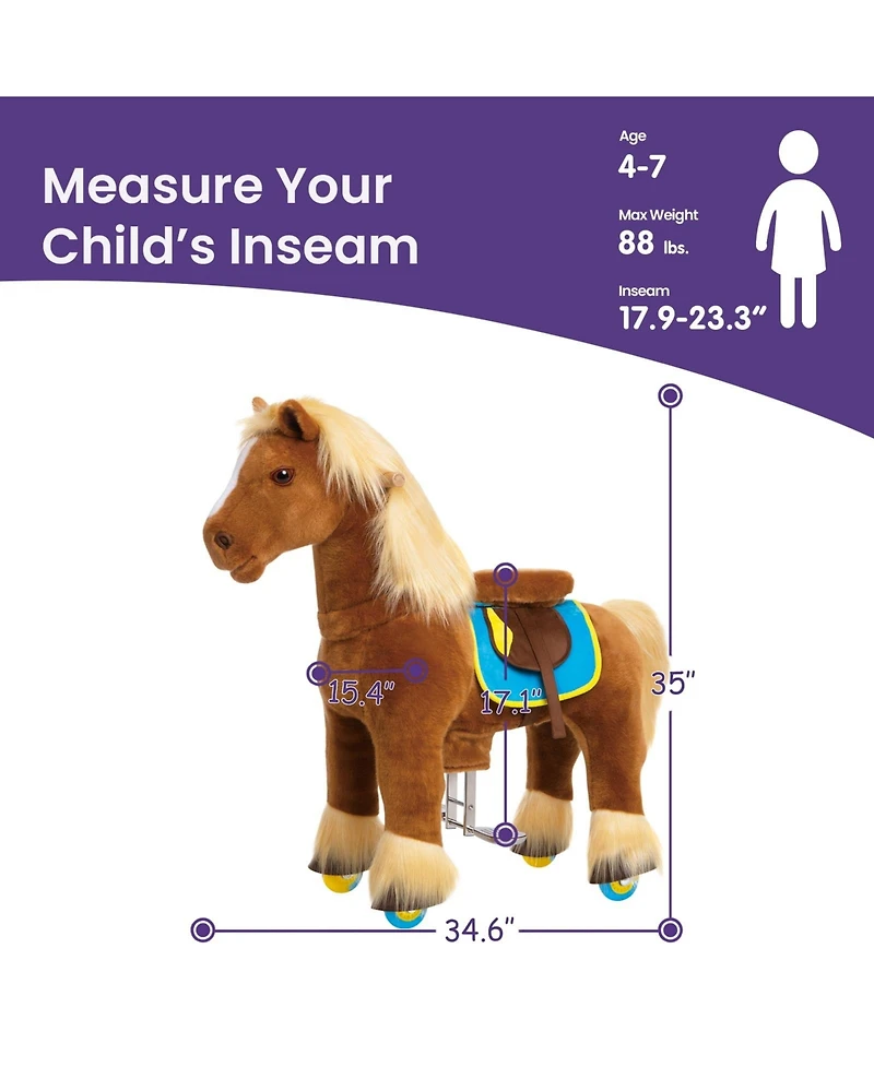PonyCycle Ride-on Horse Brown Model X Size 4 for 4-7 Years