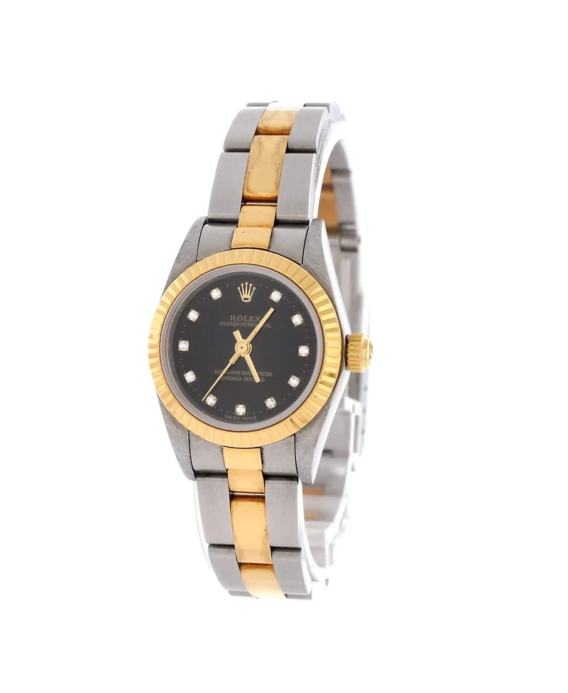 Pre-Owned Rolex Oyster Perpetual Automatic Watch in Stainless Steel and Gold with Diamond Markers 24mm