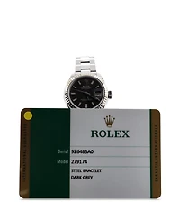 Pre-Owned Rolex Oyster Perpetual Datejust Dark Grey Automatic Watch in Stainless Steel and White Gold 28mm