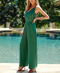 Cupshe Women's Lace Bodice Wide Leg Jumpsuit