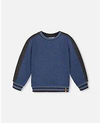 Deux par Toddler Boys Super Soft Flat Back Rib Sweatshirt Dark Steel Blue - Toddler|Child
