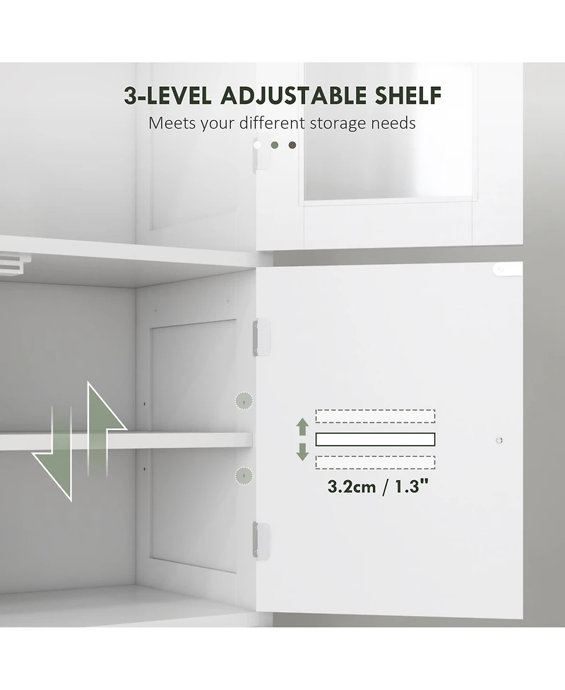 Homcom 67" Tall Bathroom Storage Cabinet Towel Cabinet with Louv Doors