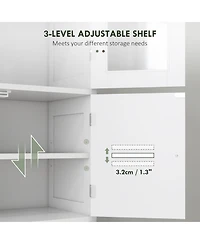 Homcom 67" Tall Bathroom Storage Cabinet Towel Cabinet with Louv Doors