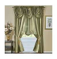 GoodGram Royal Ombre Curshed Semi Sheer 3 Pack Tassled Window Valances - 46 in. W x 42 L
