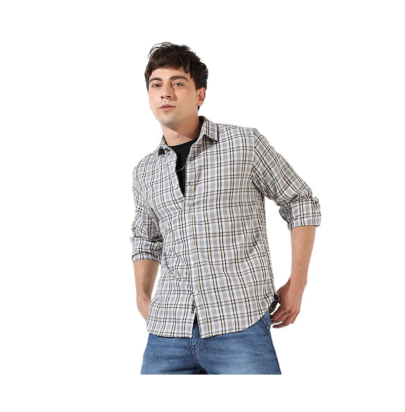 Campus Sutra Men's Multicolour Checkered Regular Fit Casual Shirt