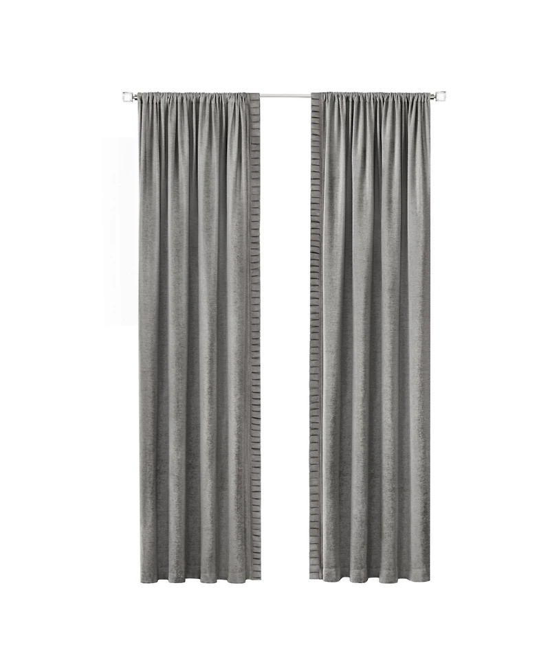 Kate Aurora Lux Living 2 Pack Chenille Rod Pocket Window Curtain Panels - 63 in. Long Navy Blue
