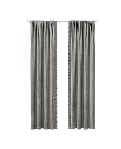 Kate Aurora Lux Living 2 Pack Chenille Rod Pocket Window Curtain Panels - 63 in. Long Navy Blue