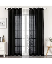 GoodGram 2 Piece Sheer Voile Faux Silk Spring & Summer 84 in. L Grommet Top Curtain Panels - 52 W x L, Seaside Blue