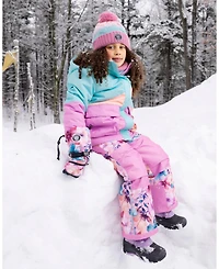 Deux par Girl Two-Piece Play Snowsuit Pink Watercolor Flower Print - Toddler|Child