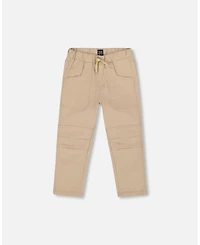 Deux par Boy Twill Jogger Pants with Patch Pockets Beige - Child