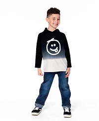 Deux par Boy Cotton Jersey Hooded Raglan Sleeve Tee Black