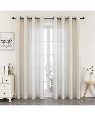 GoodGram 2 Piece Sheer Voile Faux Silk Spring & Summer 84 in. L Grommet Top Curtain Panels - 52 W x L, Seaside Blue