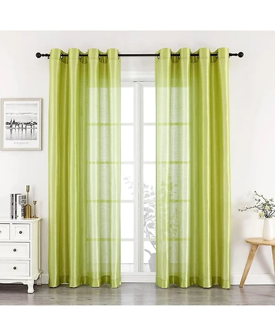 GoodGram 2 Piece Sheer Voile Faux Silk Spring & Summer 84 in. L Grommet Top Curtain Panels - 52 W x L, Seaside Blue