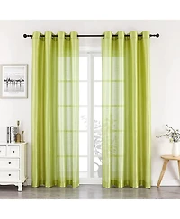 GoodGram 2 Piece Sheer Voile Faux Silk Spring & Summer 84 in. L Grommet Top Curtain Panels - 52 W x L, Seaside Blue