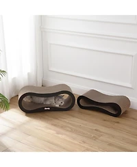 The Licker Store Suvi 26" Modern Cardboard Infinity 2-in-1 Lounge Bed Cat Scratcher with Catnip