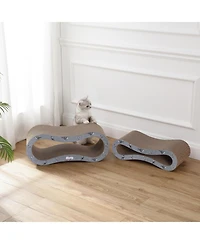 The Licker Store Suvi 26" Modern Cardboard Infinity 2-in-1 Lounge Bed Cat Scratcher with Catnip