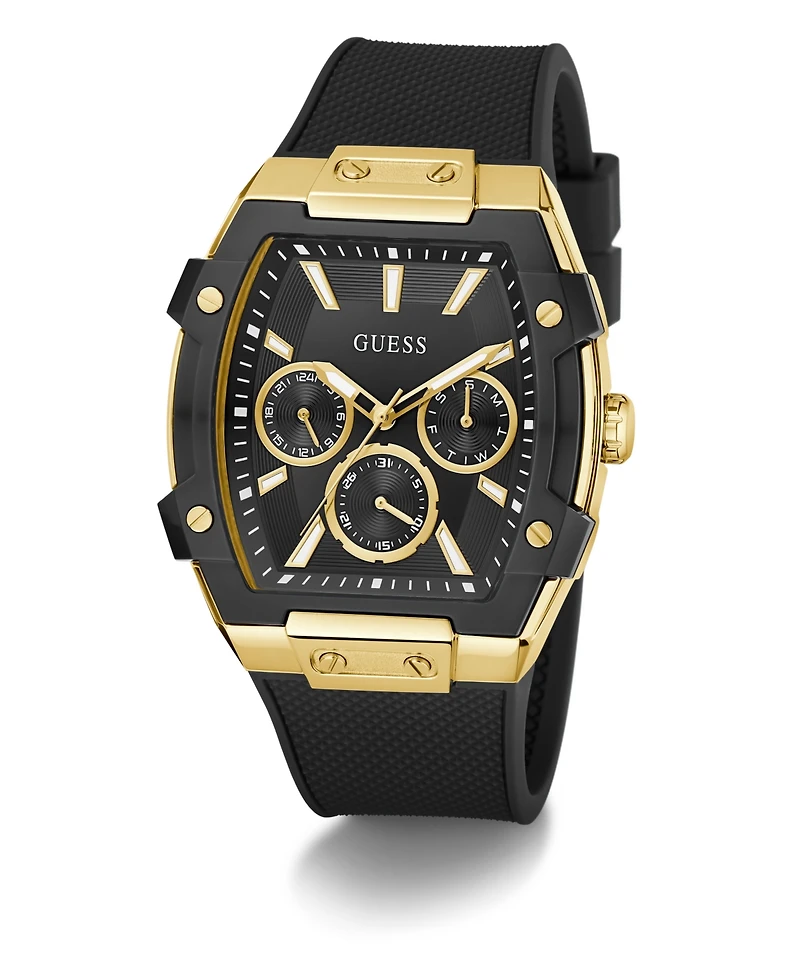 Guess Men's Black Gold Tone Multi-function Watch, 44mm