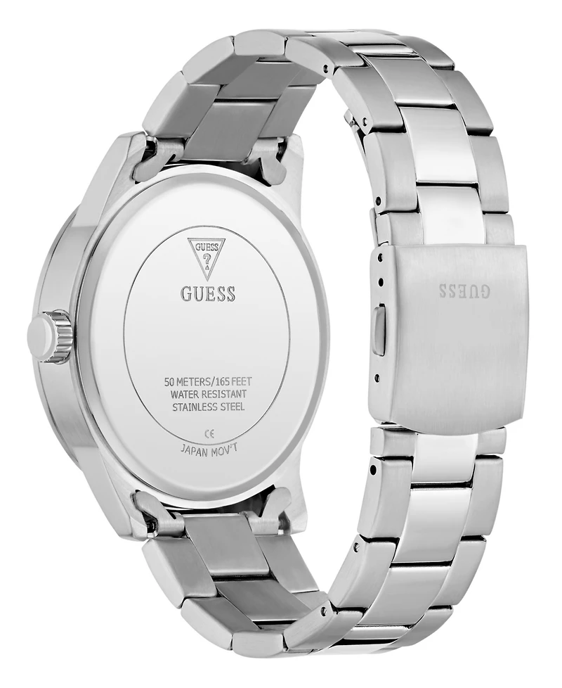 Guess Men's Silver Tone Multi-function Watch, 44mm