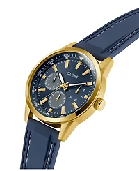 Guess Men's Blue Gold Tone Multi-function Watch, 44mm