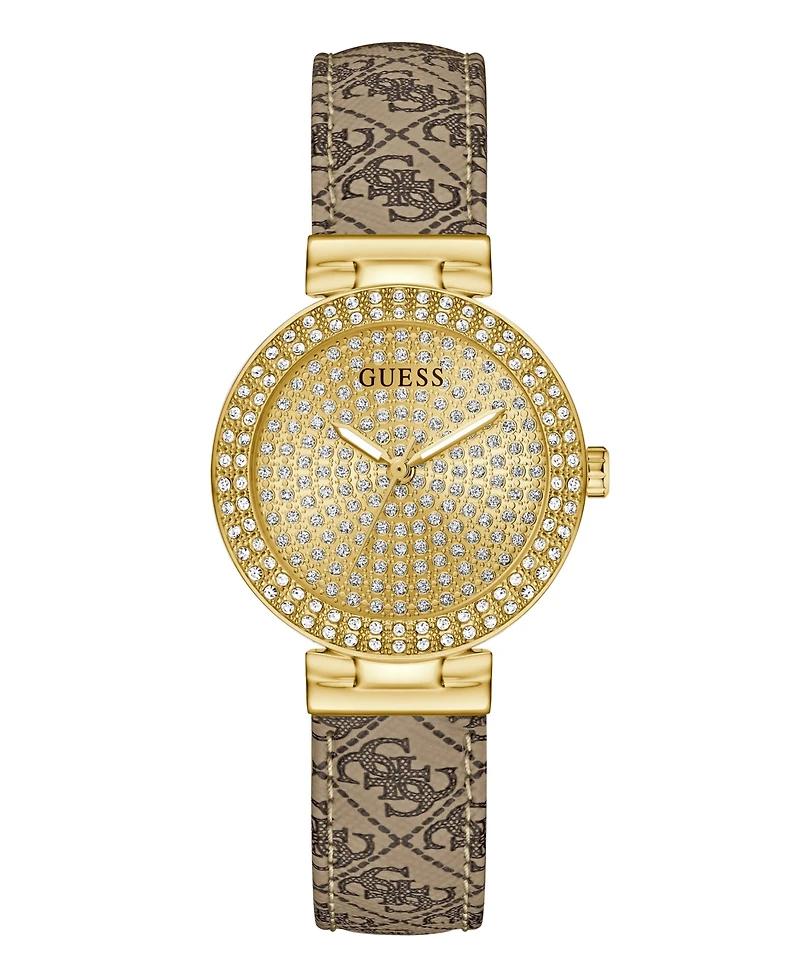 Guess Women's Beige Gold Tone Analog Watch, 32mm