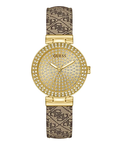 Guess Women's Beige Gold Tone Analog Watch, 32mm