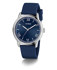 Guess Men's Blue Silver Tone Analog Watch, 40mm