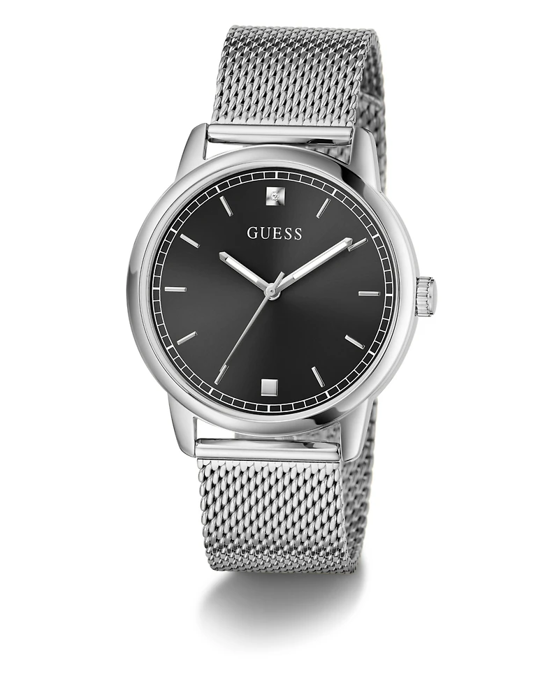 Guess Men's Silver Tone Analog Watch, 40mm