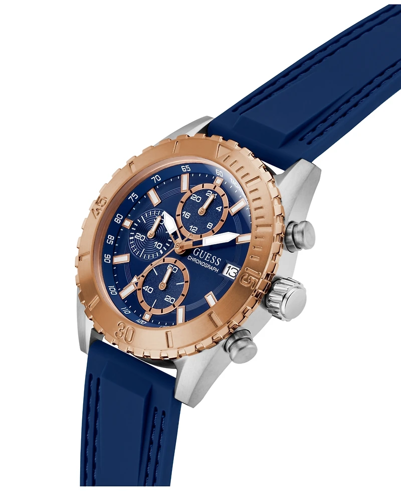 Guess Men's Blue Two-Tone Chronograph Watch, 45mm