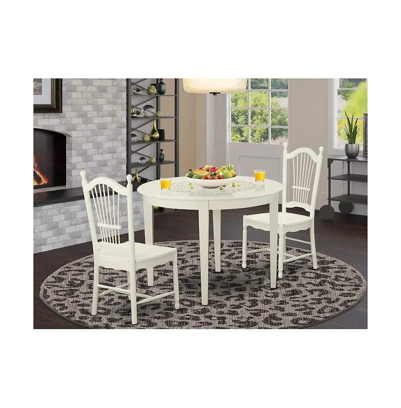 East West Furniture 3 Pc Kitchen nook Dining set-Table and 2 Dining Chairs
