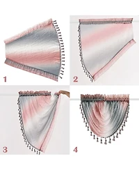 Kate Aurora 1 Piece Crushed Faux Satin Silver & Blush Rose Pink Ombre Window Waterfall Tasseled Valance