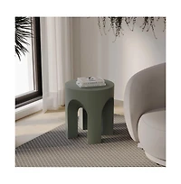 LeisureMod Crus Collection Fiberglass Outdoor Side Table in Grey