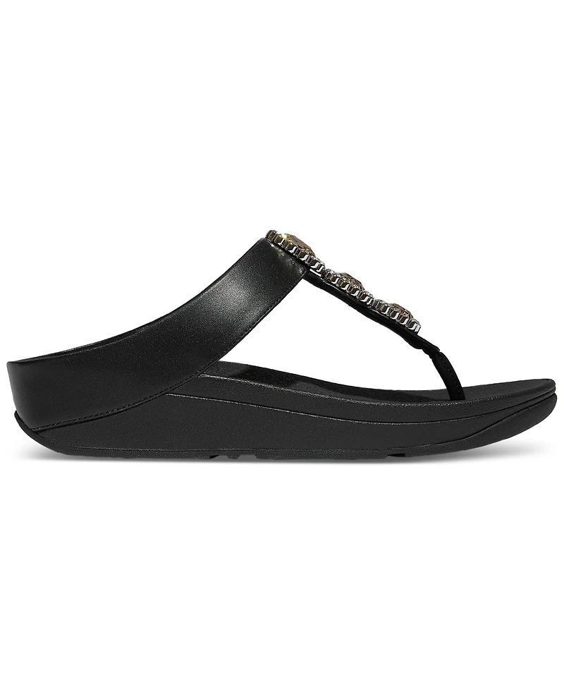 FitFlop Women's Fino Crystal-Jewel Toe-Post Wedge Sandals