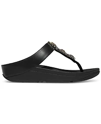 FitFlop Women's Fino Crystal-Jewel Toe-Post Wedge Sandals
