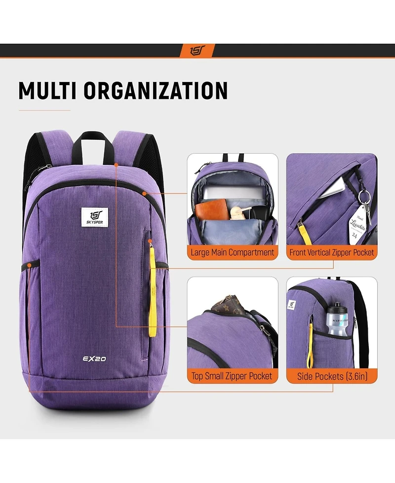 Wosofe Small Backpack 20L Hiking Backpack Lightweight Travel Daypack for Women Men(Purple)