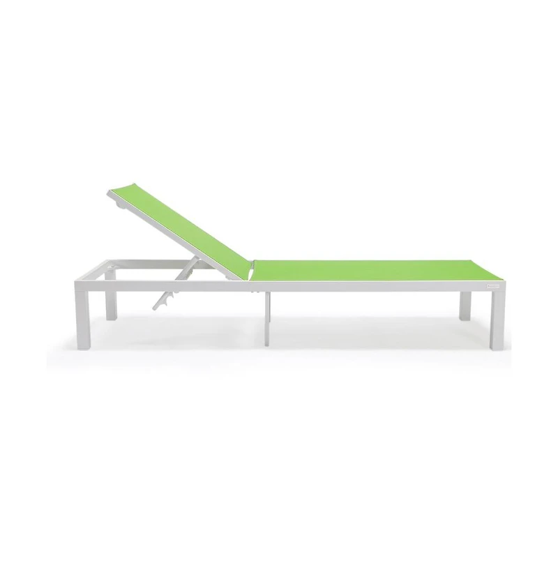 LeisureMod Marlin Patio Chaise Lounge Chair With White Aluminum Frame