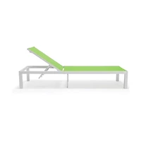 LeisureMod Marlin Patio Chaise Lounge Chair With White Aluminum Frame