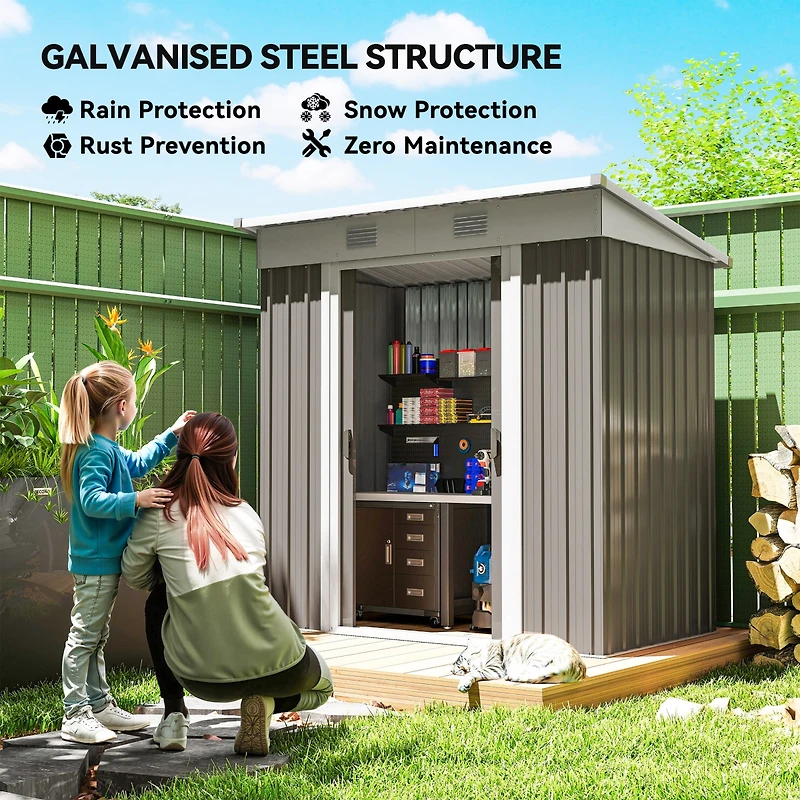 Outsunny 6' x 4' Metal Outdoor Garden Storage Shed w/ Vents,