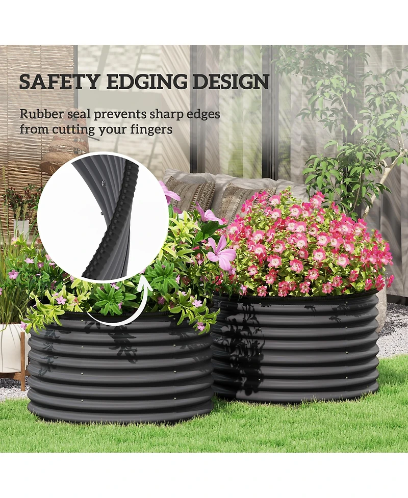 Outsunny Raised Garden Beds, Set of 2 Galvanized Planter Boxes