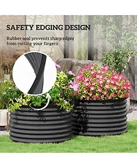 Outsunny Raised Garden Beds, Set of 2 Galvanized Planter Boxes