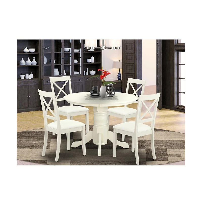 East West Furniture Dining Room Set Linen White