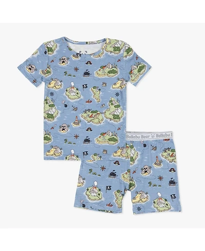 Bellabu Bear Kids Unisex Pirate Cove 2-Piece Short Sleeve & Shorts Pajama Set